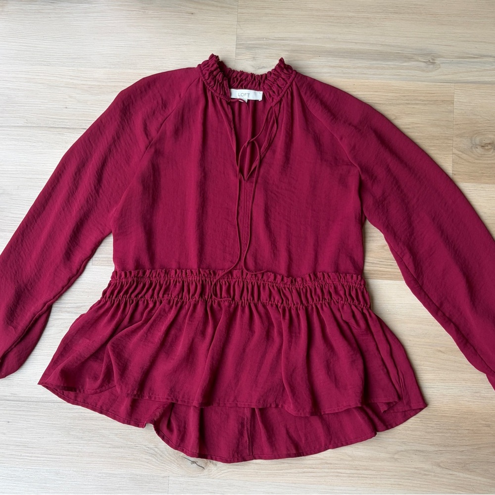 LOFT Burgundy Blouse Women's Top